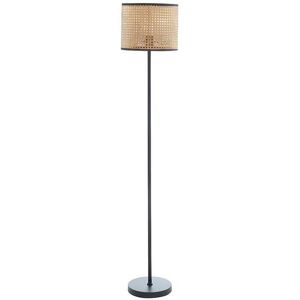 Vente-unique.com Lampadaire cannage style ethnique NEIROBI - Fer et rotin - H.145 cm - Noir et Naturel