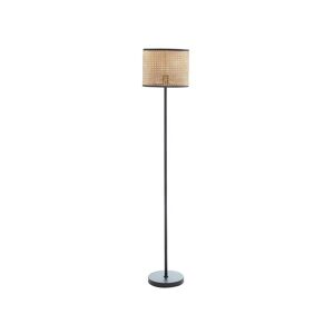 OZAIA Lampadaire cannage style ethnique NEIROBI - Fer et rotin - H.145 cm - Noir et Naturel