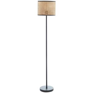 OZAIA Lampadaire cannage style ethnique NEIROBI - Fer et rotin - H.145 cm - Noir et Naturel