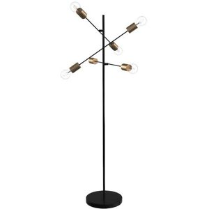 OZAIA Lampadaire 6 ampoules style industriel KLEPTON Metal H 1465 cm Noir et Or