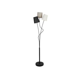 OZAIA Lampadaire 3 abat-jours style contemporain VERITAS - Métal et tissu - H. 149,5 cm - Gris, noir, blanc