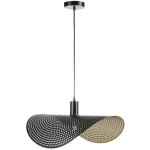 OZAIA Suspension courbée design en métal - L. 60 x P. 41 cm - Noir et intérieur doré - LUCENA