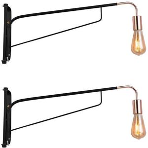 OZAIA Lot de 2 appliques murales mobiles - Metal - L. 65 x P. 10 x H. 25 cm - Noir et cuivre - COLWOOD