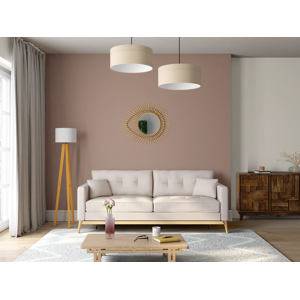 Vente uniquecom Lampadaire trepied en bois naturel et abat jour en lin blanc D45 x H 152 cm Blanc LORENS