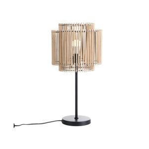 OZAIA Lampe à poser naturelle en bambou et métal noir - D.30 x H.60 cm - PARANA
