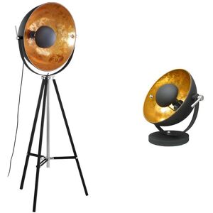 OZAIA Ensemble collection MOVIE : Lampe à poser + Lampadaire noir intérieur doré