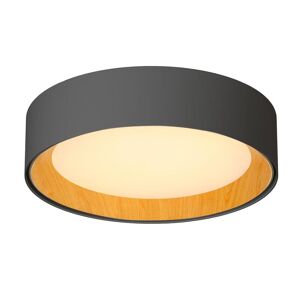 OZAIA Plafonnier LED en métal à intensité variable - D. 45 x H. 11 cm - Noir et naturel - WINDSOR