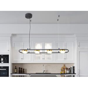 Vente-unique.com Suspension LED en metal et aluminium - 4 spots - L. 85 cm - Noir et dore - GRIMBSY