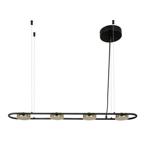 OZAIA Suspension LED en métal et aluminium - 4 spots - L. 85 cm - Noir et doré - GRIMBSY