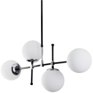 OZAIA Suspension en métal à hauteur réglable LEGEND - 4 globes - L. 108 x H. 67/82 cm - Noir et blanc