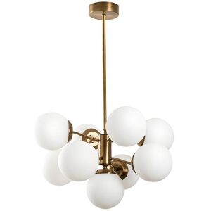 Vente-unique.com Suspension en metal MUDONI - 9 globes -H. 80 cm - Blanc et dore