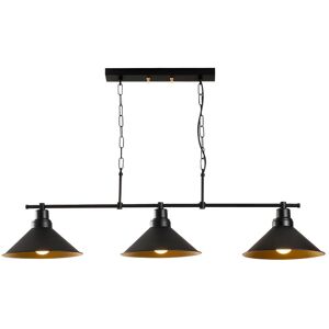 Vente unique Suspension industrielle en metal SIVANI 3 abat jours L 108 x H 55 cm Noir