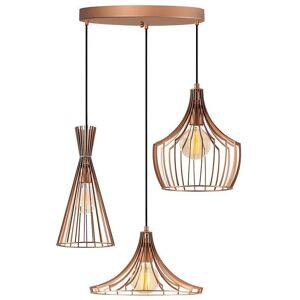 Vente-unique.com Suspension en metal cuivre - 3 abat-jours - L. 55 cm - MEZOPOTAMYA