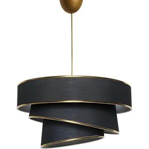 OZAIA Suspension en tissu et métal à hauteur ajustable - D. 40 x H. 30-70 cm - Noir et doré - TAIRON