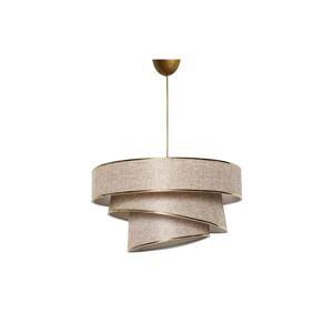 OZAIA Suspension en tissu et métal à hauteur ajustable - D. 40 x H. 30-70 cm - Taupe et doré - TAIRON