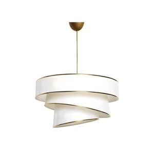 OZAIA Suspension en tissu et metal a hauteur ajustable D 40 x H 30 70 cm Creme et dore TAIRON