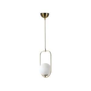 OZAIA Suspension en métal avec globe - D. 18 x H. 70 cm - Blanc et cuivre - KOHANN