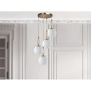 OZAIA Suspension en metal 4 globes - D. 30 x H. 70 cm - Blanc et cuivre - ASROUN