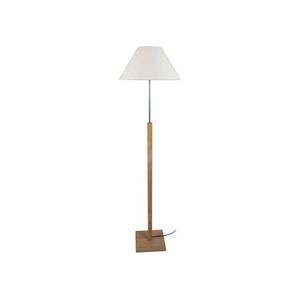 GENERIQUE Lampadaire pied en bois avec abat jour conique en coton hauteur 156cm Hod - Blanc - Publicité