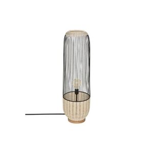 ATMOSPHERA Lampadaire Anea en métal et roton - Noir/Beige - H 95 x D 29 cm - Publicité