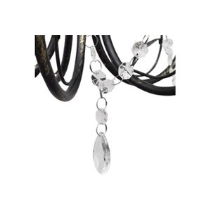 VIDAXL Lustre métal noir style art nouveau + perles crystal 3 x E14 Ampoules - Publicité