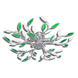 vidaXL Lampe Plafond Verte Et Blanche Avec Bras Crystal Pour 5 Ampoules E14 - Publicité