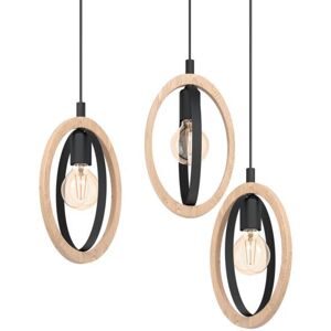 Eglo Suspension Basildon Avec Détails Bois, À 3 Lampes - Publicité