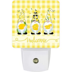 Veilleuse Led A Brancher, Citron Gnome Buffalo Plaid, Capteur De Mouvement Du Crepuscule A L'aube, Lampe De Nuit Pour Chambre A Coucher, Cuisine, Couloir, Escaliers - Publicité