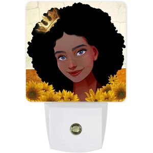 Veilleuse Led A Brancher En Forme De Tournesol, Fille Cool Portant Une Couronne Doree, Lampe De Nuit Avec Capteur De Mouvement Du Crepuscule A L'aube Pour Chambre A Coucher, Cuisine... Publicité