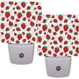 Veilleuse À Branchement De Peinture Fraises Avec Capteur Automatique, Veilleuse Led Blanc Chaud Pour Chambre À Coucher, Cuisine, Couloir - Publicité