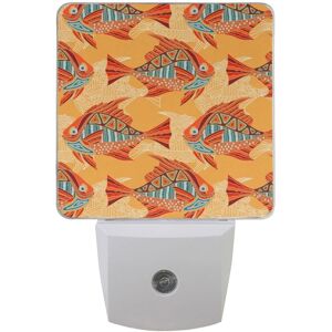 Veilleuse Led En Forme De Poisson À Motif Tribal, Luminaire Décoratif Automatique Du Crépuscule À L'aube, Lampe De Sommeil À Économie D'énergie - Publicité