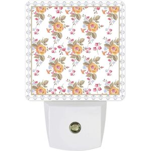 Veilleuse Intelligente À Capteur, Feuilles Florales Aquarelles Sur Lampe Blanche À Économie D'énergie Pour La Cuisine, La Maison, Le Couloir, La Décoration De La Chambre À Coucher - Publicité