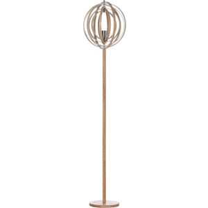 HOMCOM Lampadaire sur Pied Circulaire 40 W Max. Abat-Jour bois naturel clair dim. Ø 38 x 160 cm