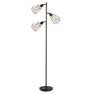 HOMCOM Lampadaire sur pied abat jour design industriel néorétro 3 ampoules pour salon, chambre, bureau max. 40 W métal noir   Aosom France