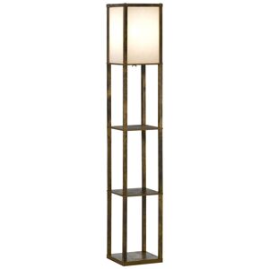 HOMCOM Lampadaire étagère Lampe étagère 26L x 26l x 160H cm 3 étagères 4 Niveaux MDF Blanc et Marron