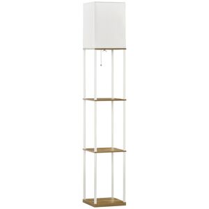 HOMCOM Lampadaire en bois lampe salon design moderne 3 étagères douille E27 (ampoule non inclus) café hôtel blanc