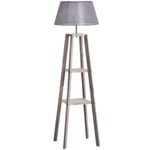 HOMCOM Lampadaire design contemporain 2 étagères intégrées 40 W max. dim. 45L x 45l x 148H cm pin lin gris