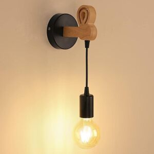 Riserva Applique murale minimaliste au design créatif d intérieur, lampe murale rétro en métal et en bois, éclairage de tête de lit de chambre à coucher, lampe murale d escalier intérieur de couloir - Publicité