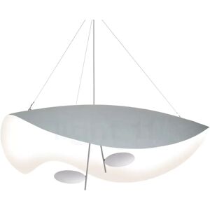 Catellani & Smith Lederam Manta Suspension LED, blanc/nickel/blanc - ø100 cm