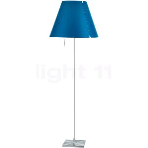 Luceplan Costanza Lampadaire, abat-jour bleu pétrole/châssis aluminium - fixe - avec interrupteur - ø40 cm