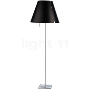 Luceplan Costanza Lampadaire, abat-jour noir réglisse/châssis aluminium - fixe - avec interrupteur - ø40 cm