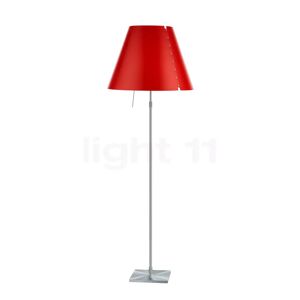 Luceplan Costanza Lampadaire, abat-jour rouge groseille/châssis aluminium - télescope - avec variateur - ø40 cm