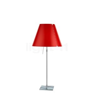 Luceplan Costanza Lampe de table, abat-jour rouge groseille/châssis aluminium - télescope - avec variateur
