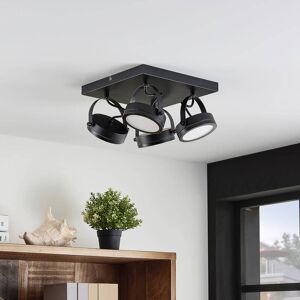 Lindby spot pour plafond Omila, 4 lampes, noir, fer, 27 cm - Publicité