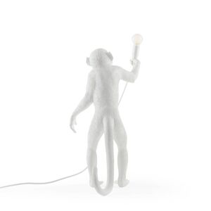 Lampe table déco LED Monkey Lamp, blanc, debout