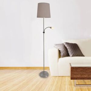 Näve Lampadaire en tissu Lara avec liseuse LED