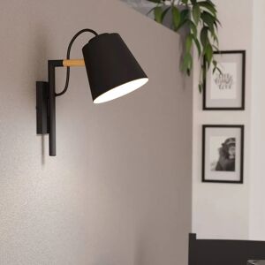 EGLO Applique Lacey, à 1 lampe, noire, détail bois - Publicité