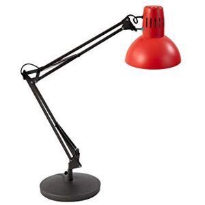 ALBA – Lampe de Bureau – Lampe Architecte – Base Lestée – Livrée avec Pince – Lampe Design – Bras Articulés et Tête Orientable – Rouge et Noir - Publicité