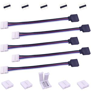 LITAELEK Connecteur LED 5 Broches pour Bande LED RGBW 5050 de 10mm Large Connecteur Câble LED Strip Connector Connecteur Rapide LED Stripe Connecteur d'angle Ruban LED Adaptateur Cavalier LED, 17cm - Publicité