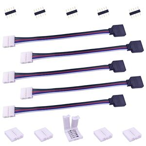 LITAELEK Connecteur LED 5 Broches pour Bande LED RGBW 5050 de 12mm Large Connecteur Câble LED Strip Connector Connecteur Rapide LED Stripe Connecteur d'angle Ruban LED Adaptateur Cavalier LED, 17cm - Publicité